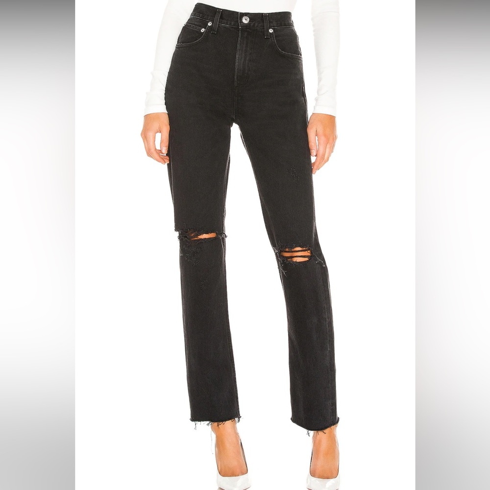 NWT AGOLDE Cherie Straight High Rise Size 26 in Distortion